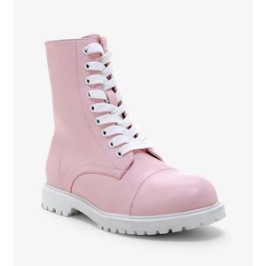 Lace-up Pastel Pink & White Combat Boots